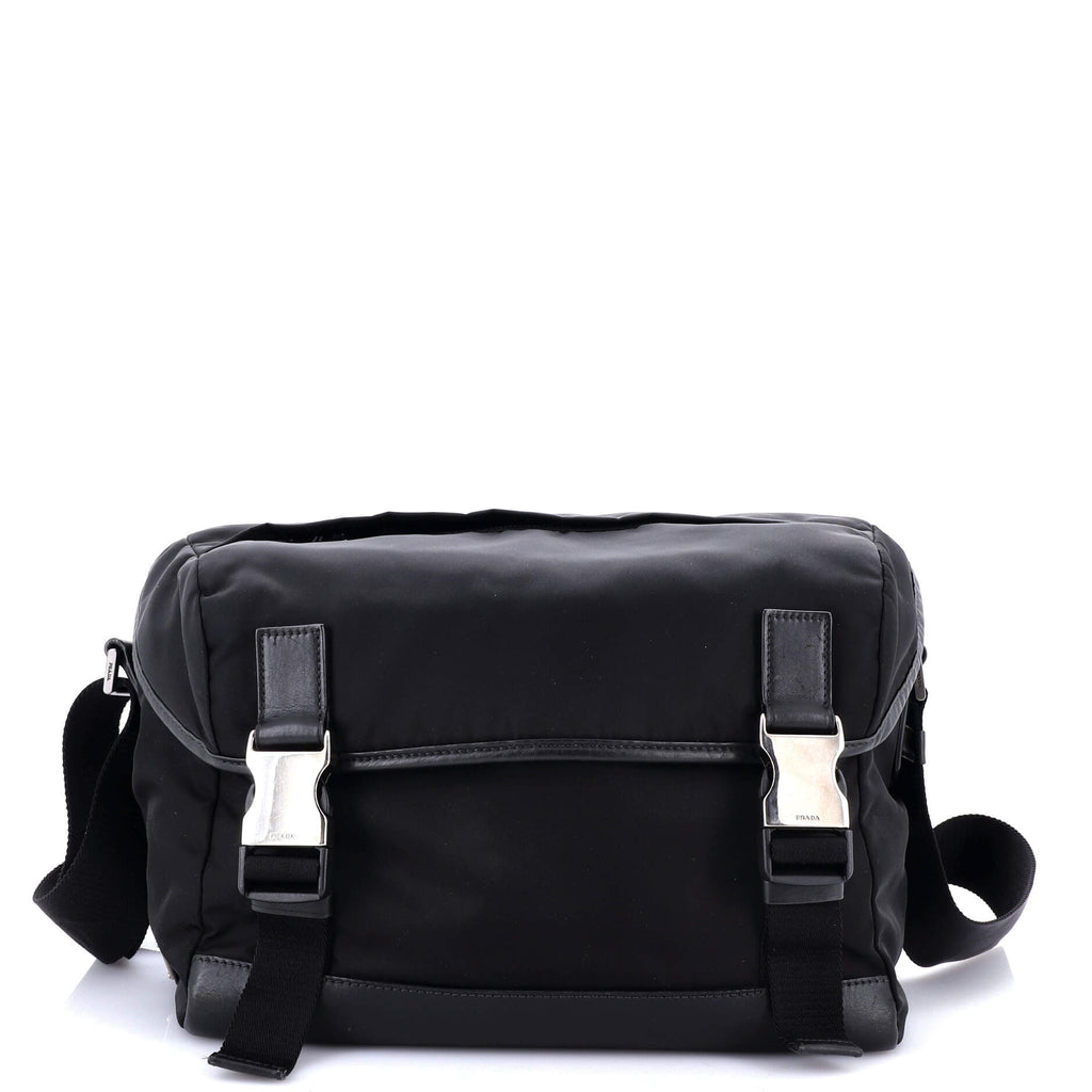 Double Buckle Flap Messenger Bag Tessuto Large
