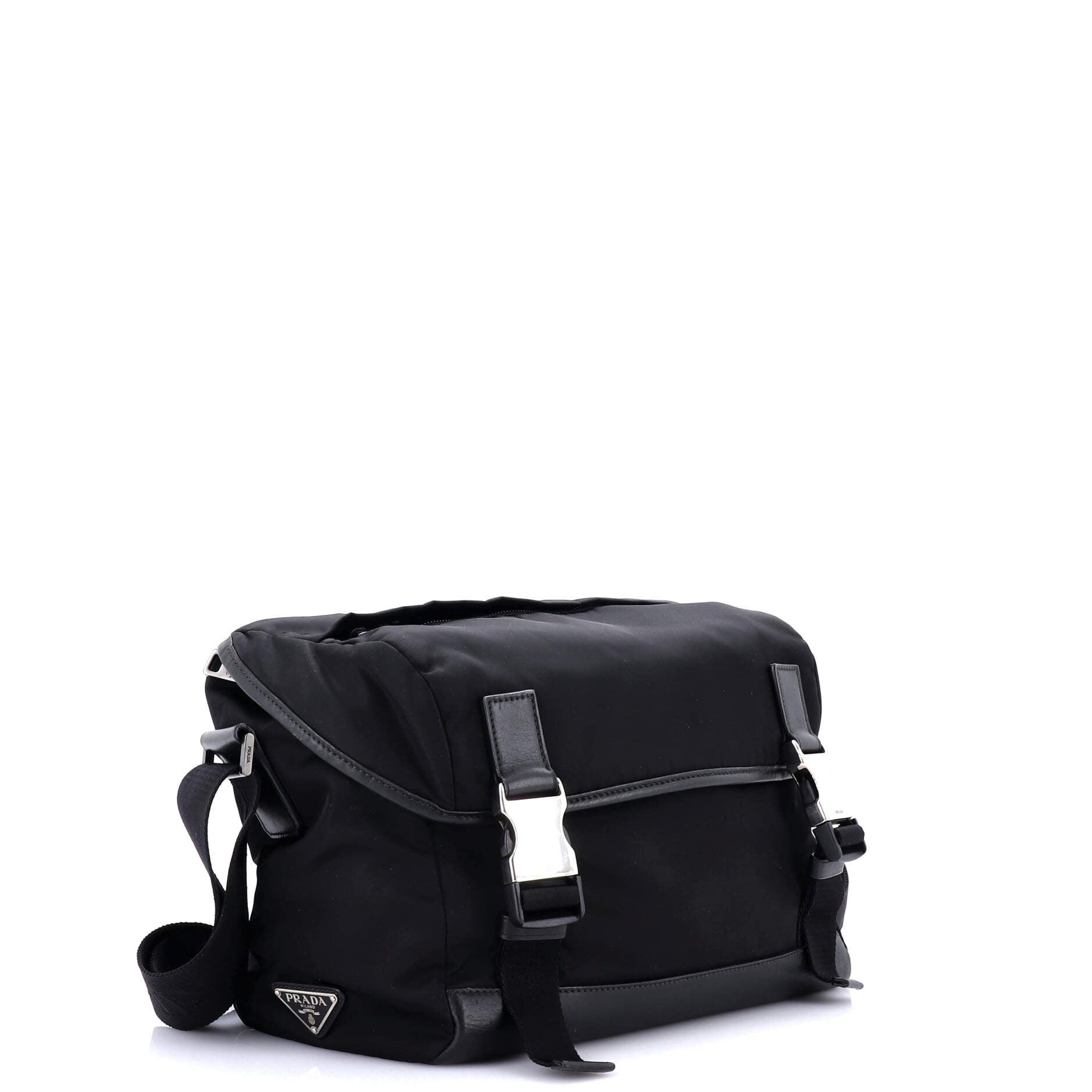 Double Buckle Flap Messenger Bag Tessuto Large
