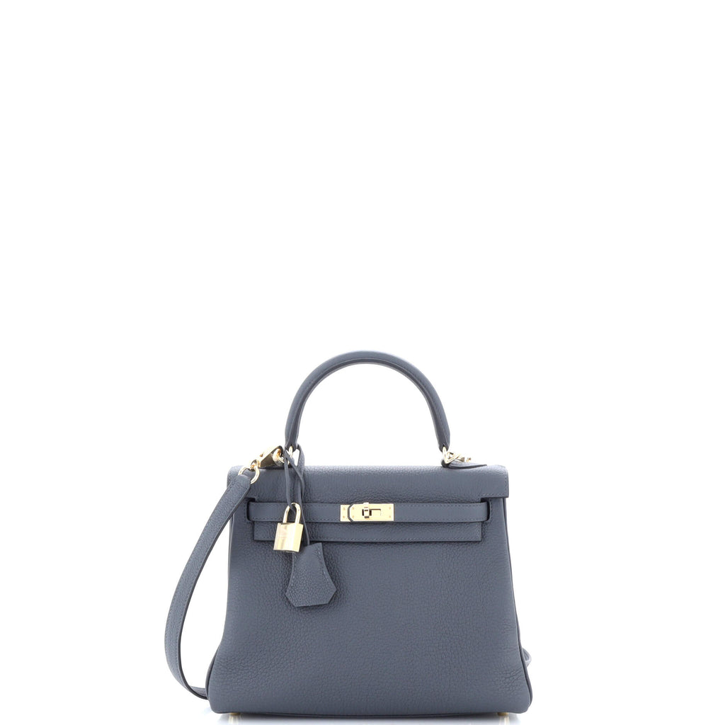 Kelly Handbag Grey Togo with Permabrass Hardware 25
