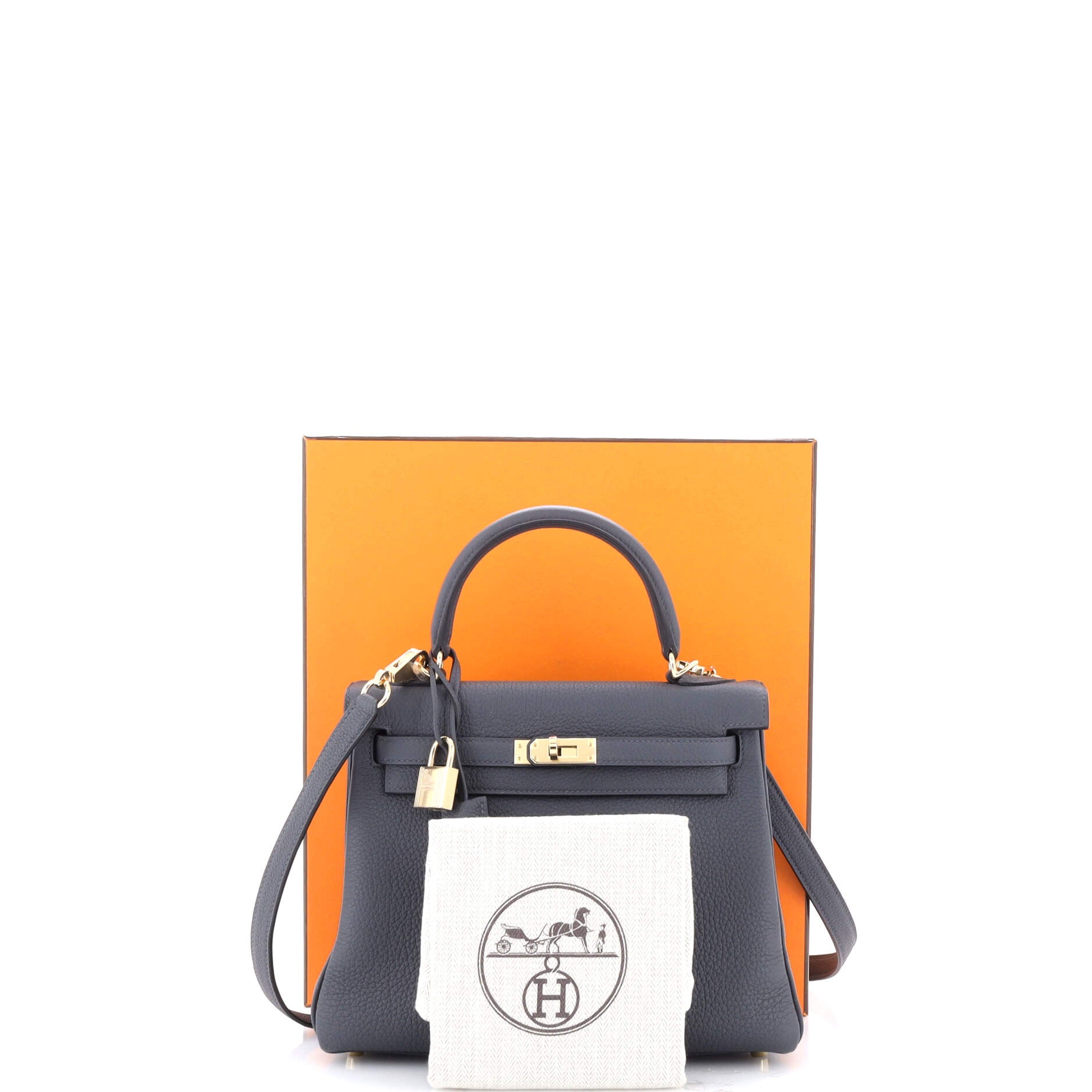 Kelly Handbag Grey Togo with Permabrass Hardware 25