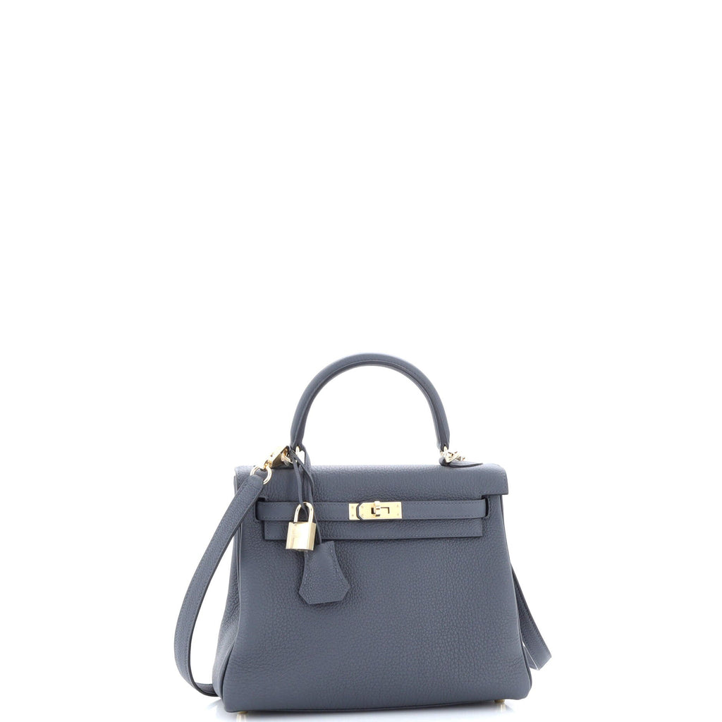 Kelly Handbag Grey Togo with Permabrass Hardware 25
