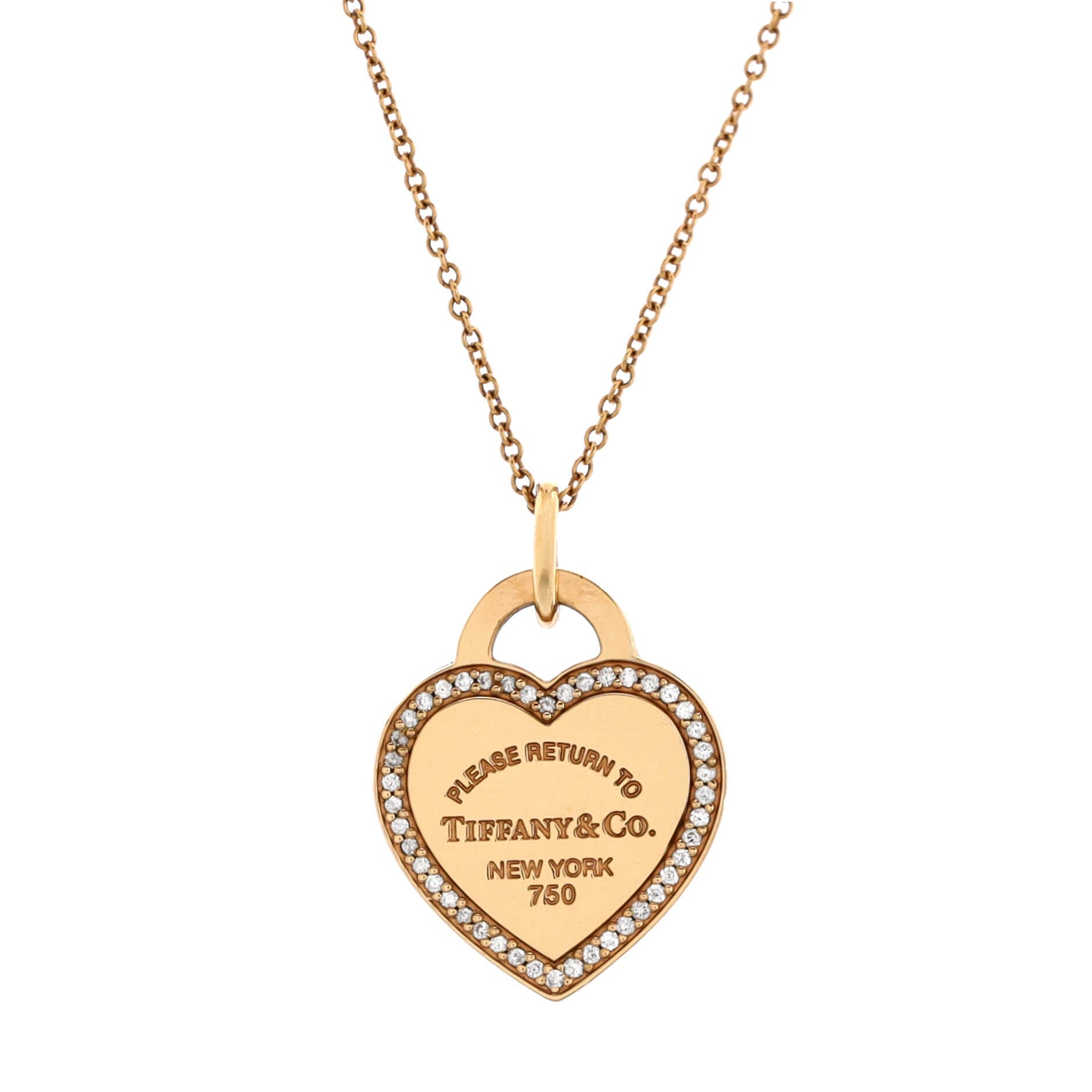 Return to Tiffany Heart Pendant Necklace 18K Rose Gold with Diamonds