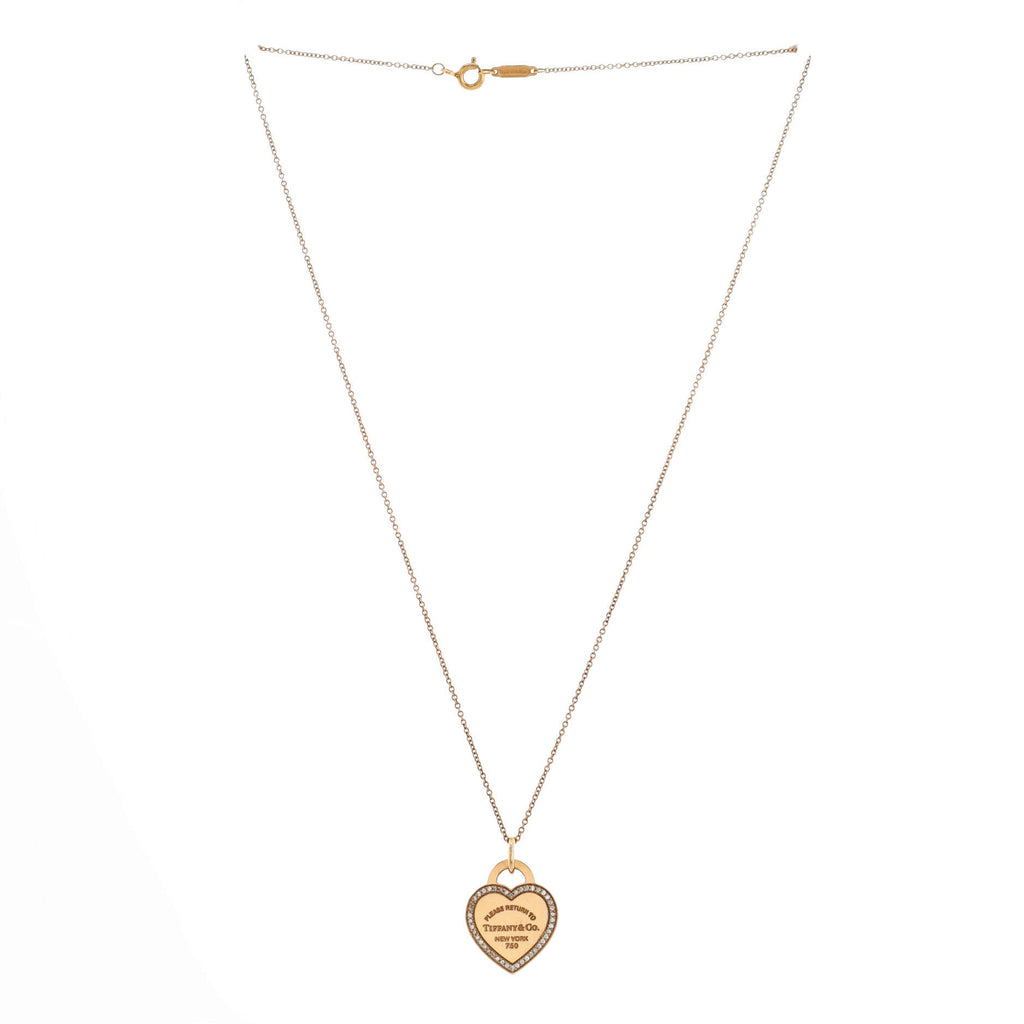 Return to Tiffany Heart Pendant Necklace 18K Rose Gold with Diamonds