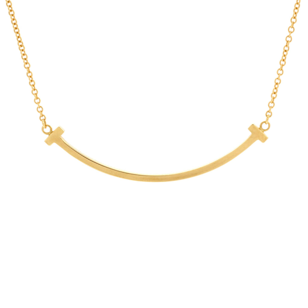 T Smile Pendant Necklace 18K Yellow Gold Small