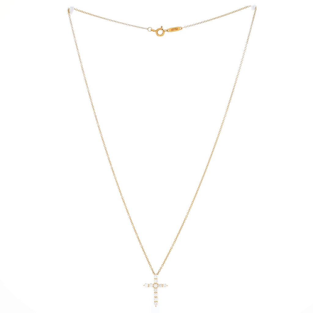 Cross Pendant Necklace 18K Rose Gold with Diamonds Mini
