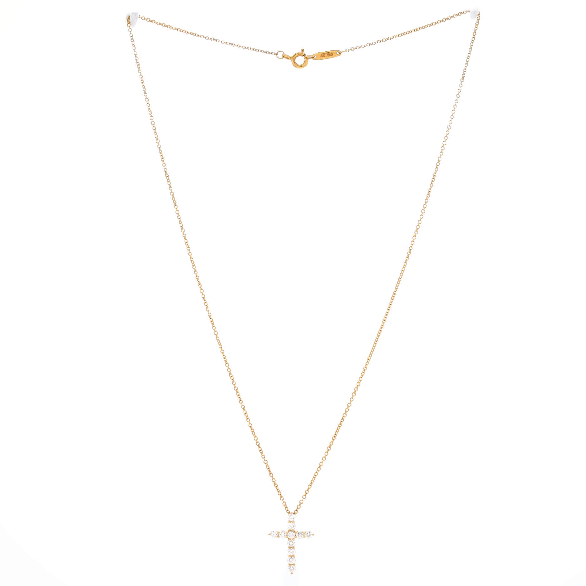 Cross Pendant Necklace 18K Rose Gold with Diamonds Mini