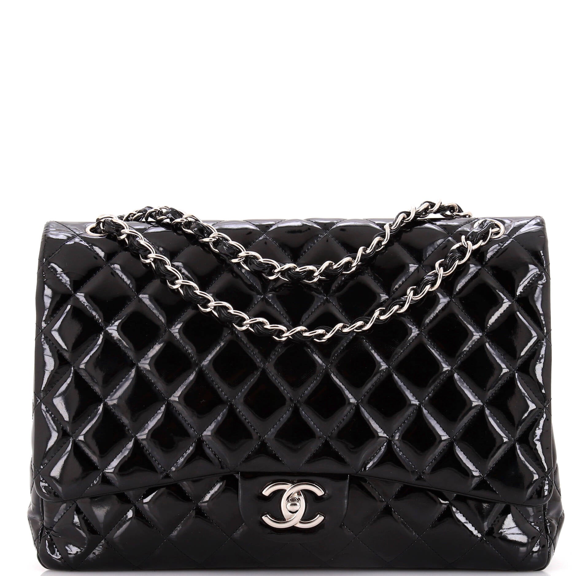 Classic Double Flap Bag Quilted Patent Maxi