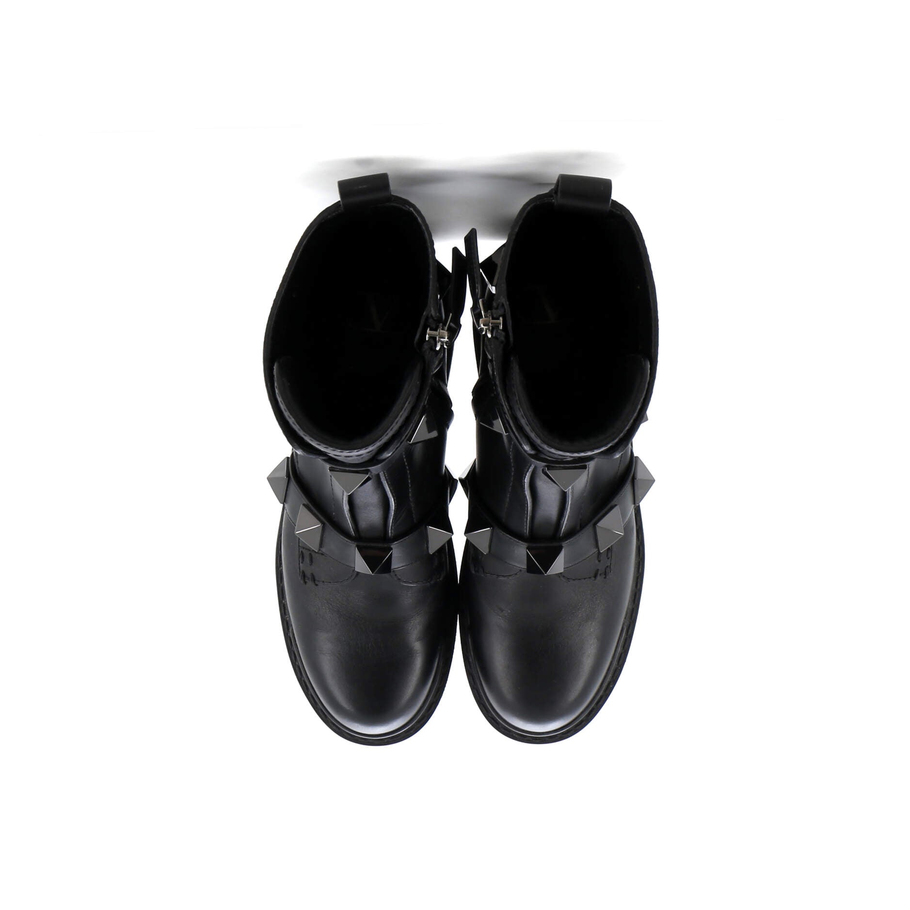 Women's Roman Stud Combat Ankle Boots Leather