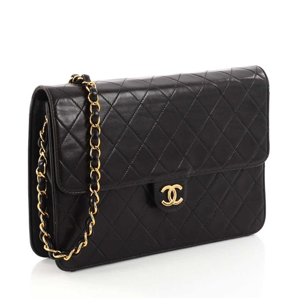 Vintage Clutch with Chain Quilted Leather Medium