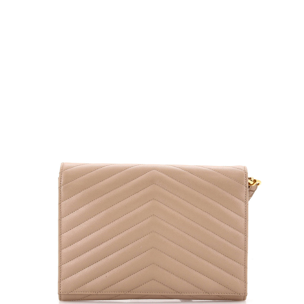 Classic Monogram Envelope Wristlet Clutch Matelasse Chevron Leather
