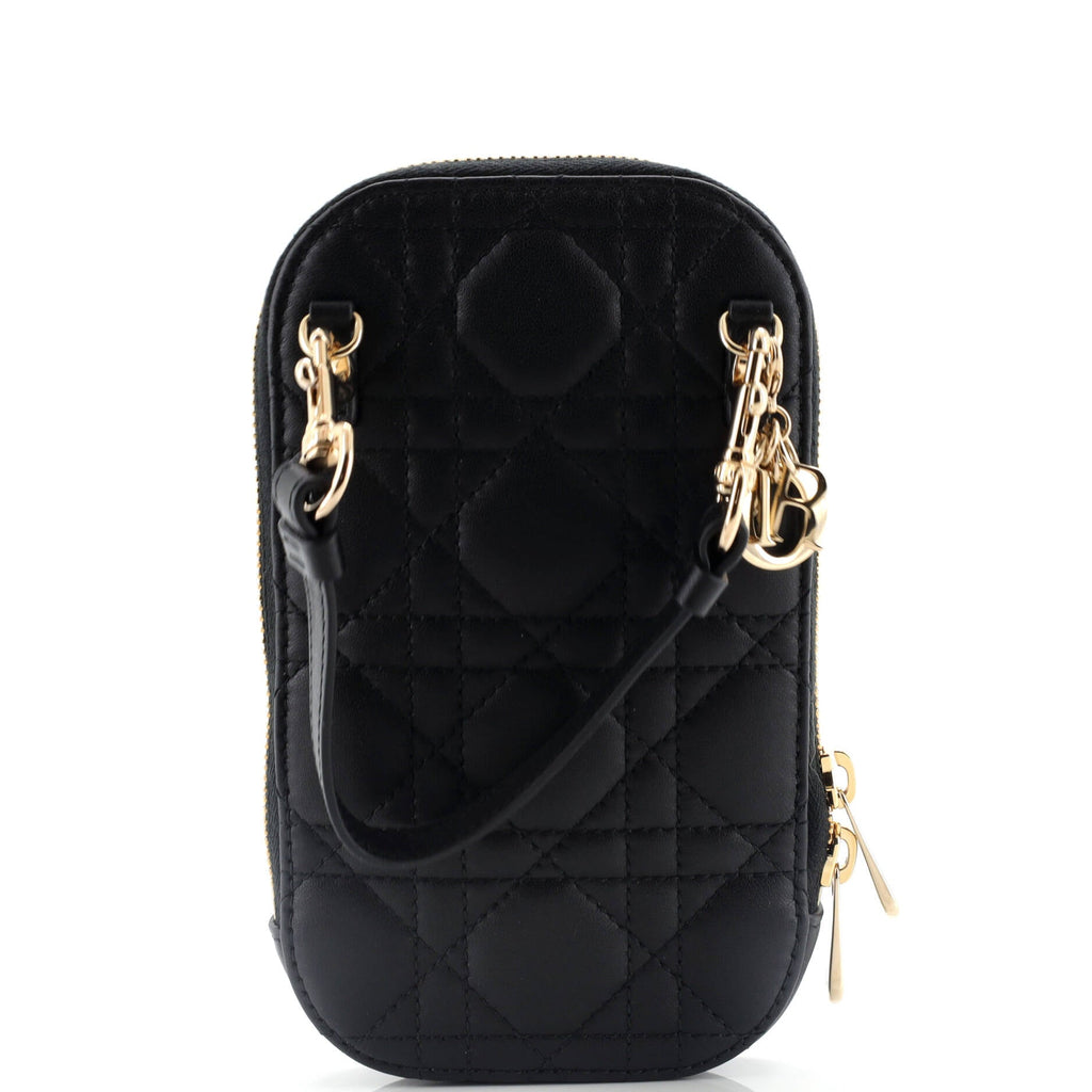 Lady Dior Phone Holder on Chain Cannage Quilt Lambskin