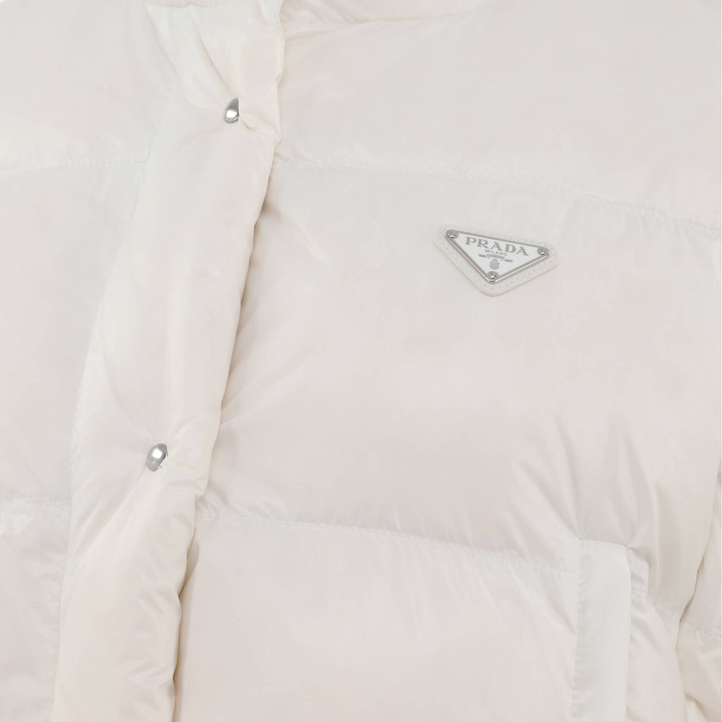 Women's Convertible Cropped Puffer Jacket Quilted Nylon with Down