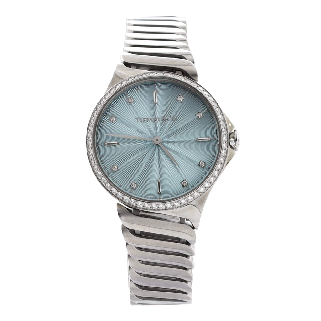 Metro 2-Hand Quartz Watch Stainless Steel with Diamond Bezel and Markers 28