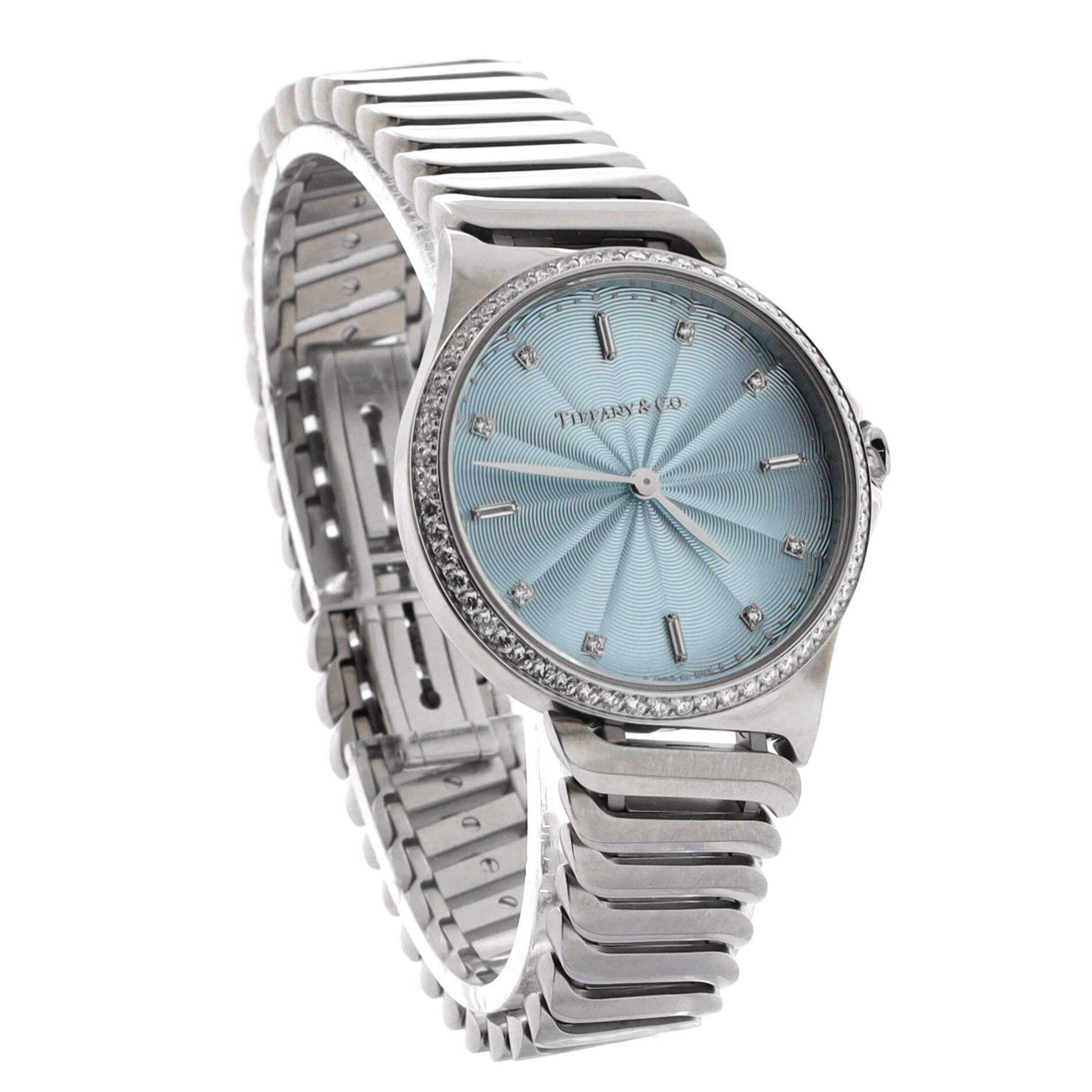 Metro 2-Hand Quartz Watch Stainless Steel with Diamond Bezel and Markers 28