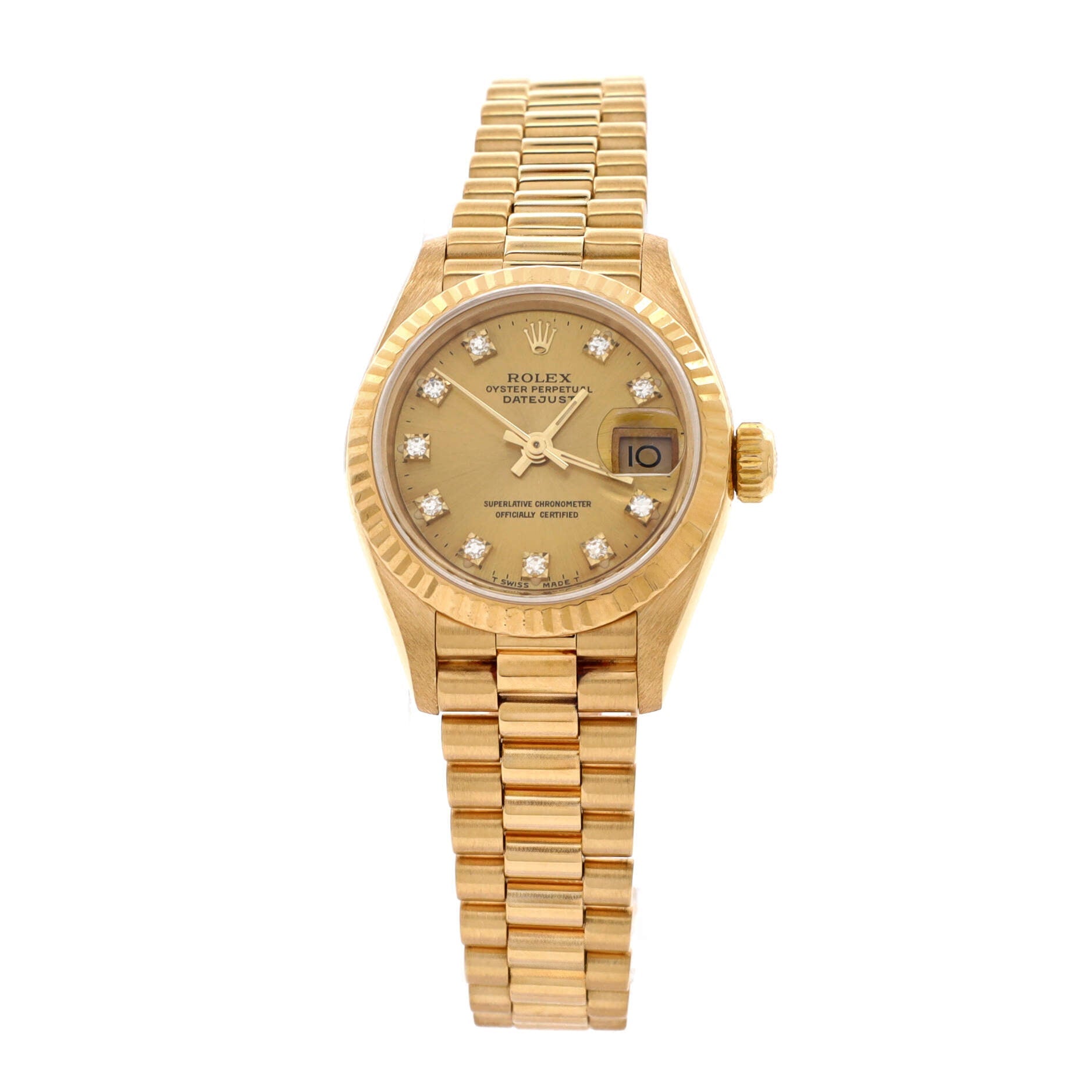 Oyster Perpetual Datejust Automatic Watch Yellow Gold with Diamond Markers 26