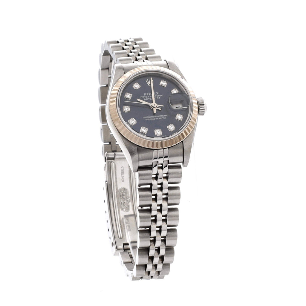Oyster Perpetual Datejust Automatic Watch Stainless Steel and White Gold with Diamond Markers 26