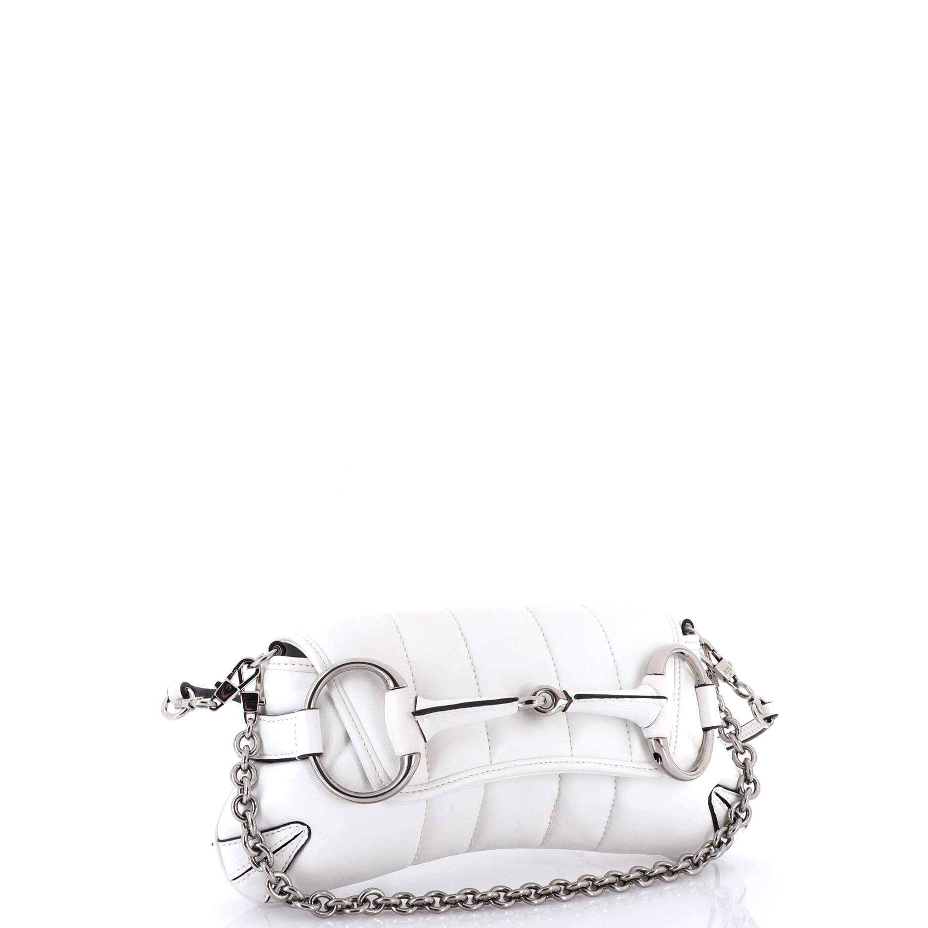 Horsebit Chain Shoulder Bag Vertical Quilted Leather Small