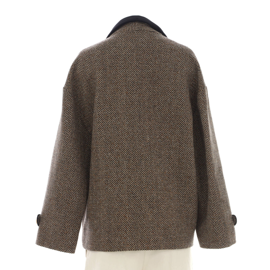 Women's Herringbone Button Up Jacket Wool Blend