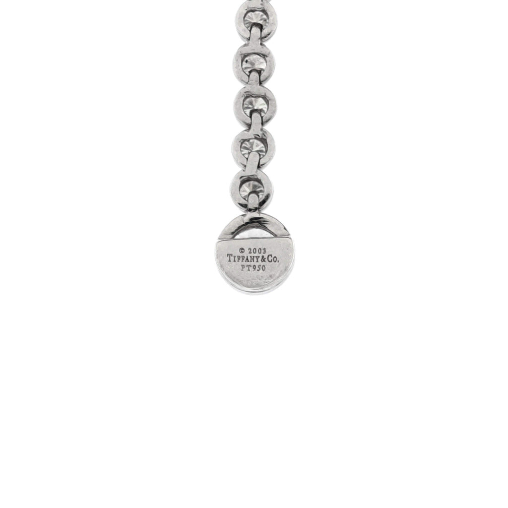 Jazz Drop Pendant Necklace Platinum with One Baguette and Seven Round Diamonds