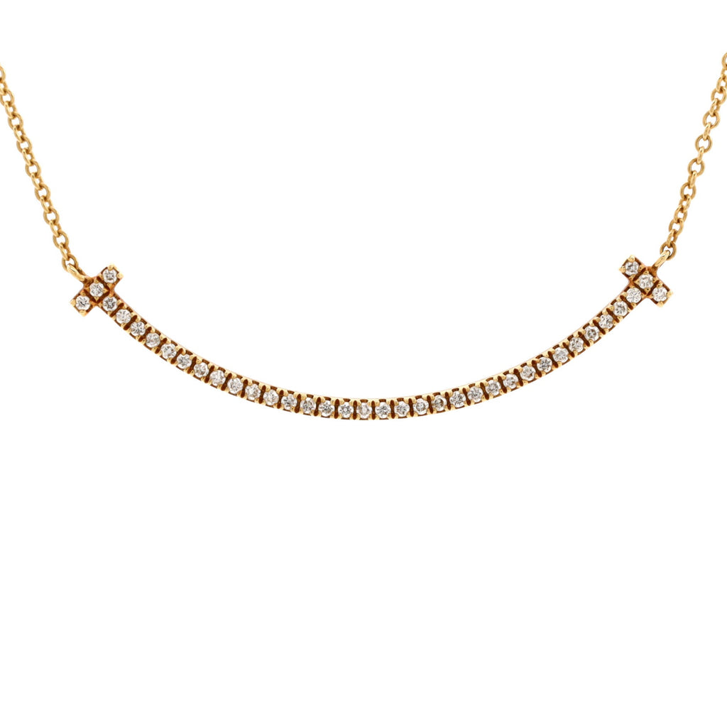 T Smile Pendant Necklace 18K Yellow Gold and Diamonds Small