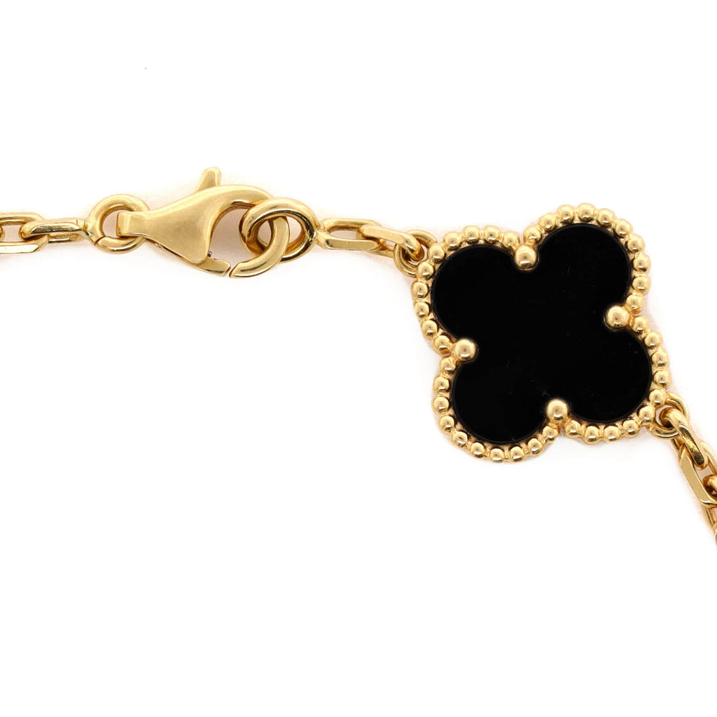 Vintage Alhambra 5 Motifs Bracelet 18K Yellow Gold and Onyx