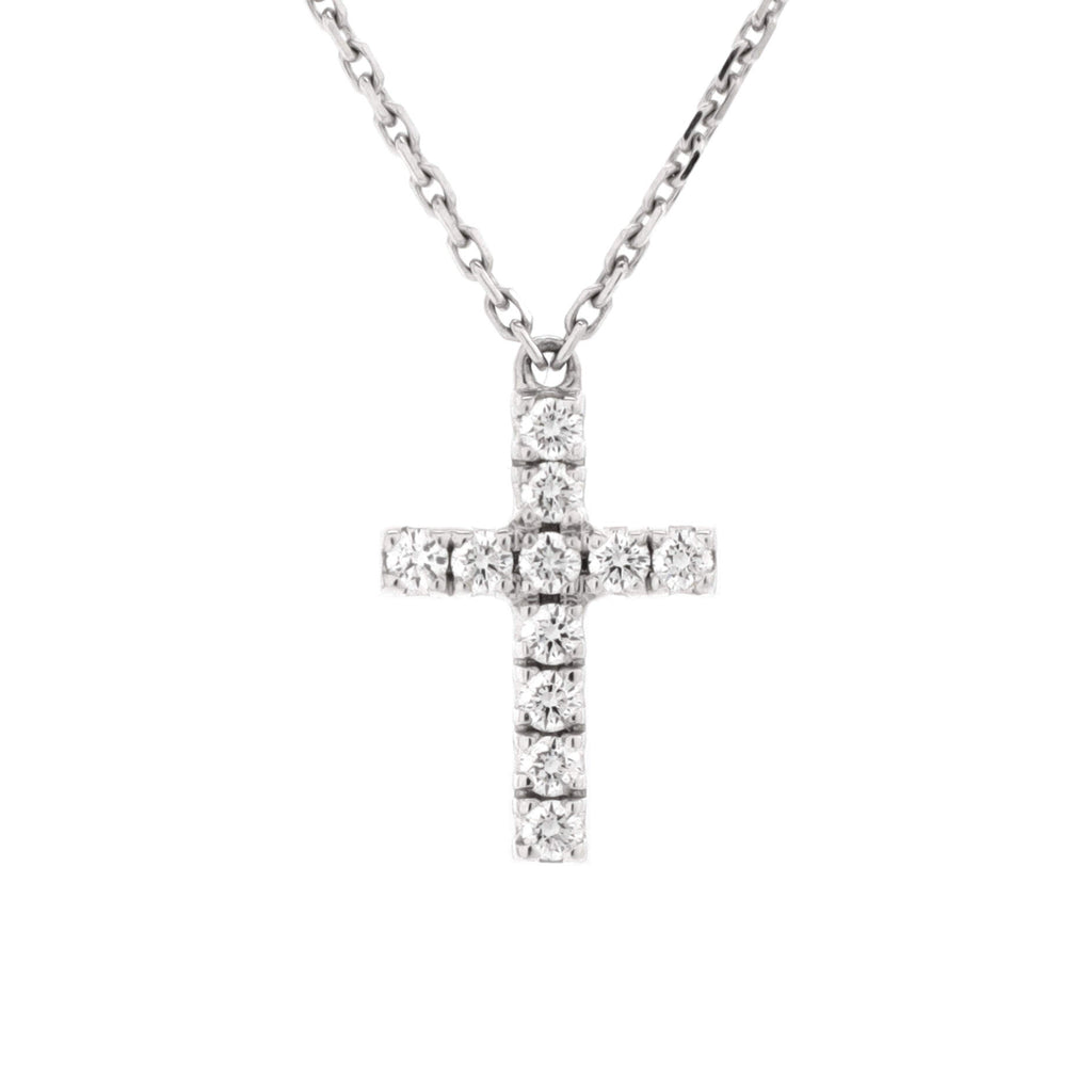 Cross Pendant Necklace 18K White Gold with Diamonds