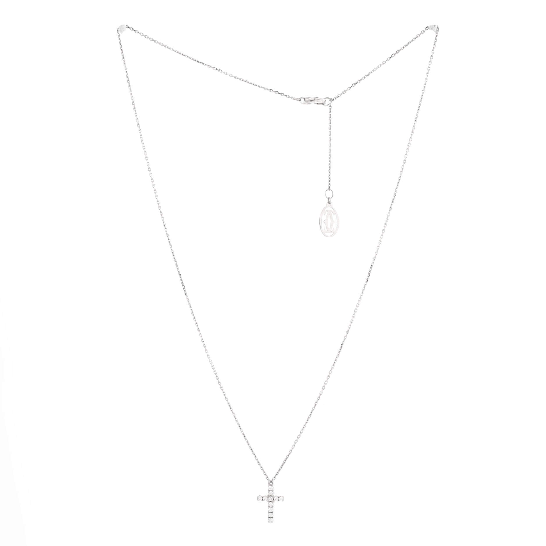Cross Pendant Necklace 18K White Gold with Diamonds