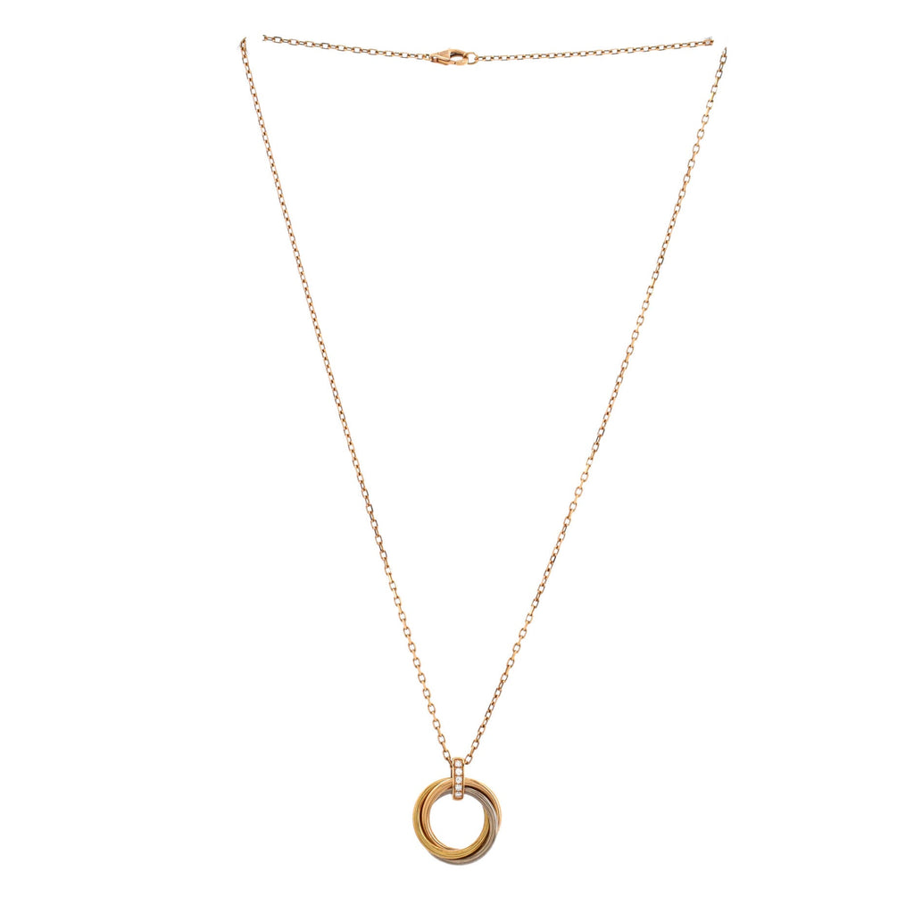 Trinity Pendant Necklace 18K Tricolor Gold and Diamonds