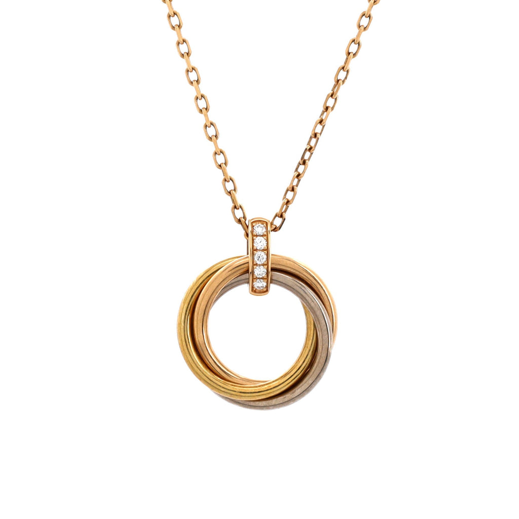 Trinity Pendant Necklace 18K Tricolor Gold and Diamonds