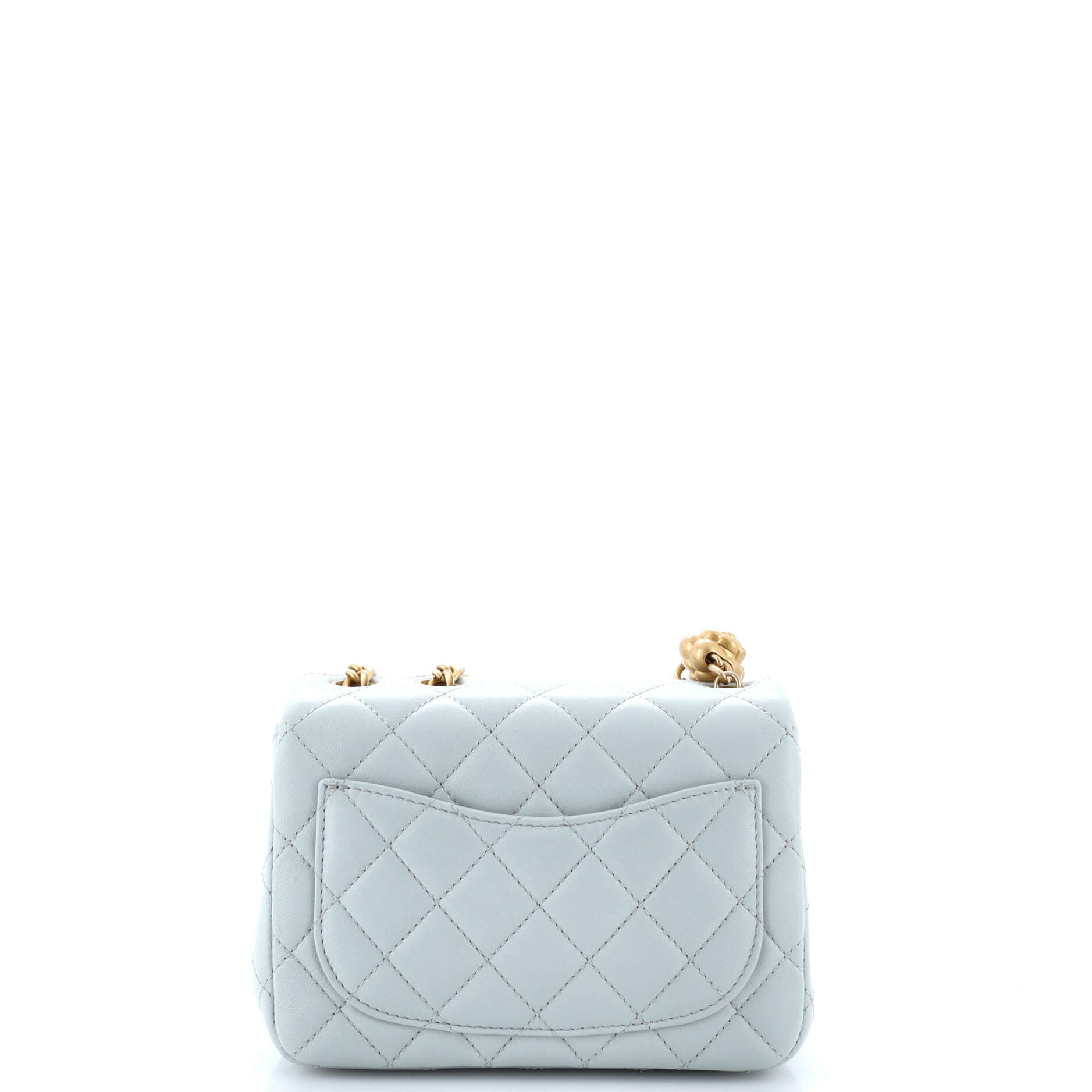 Sweet Camellia Adjustable Chain Square Flap Bag Quilted Lambskin Mini