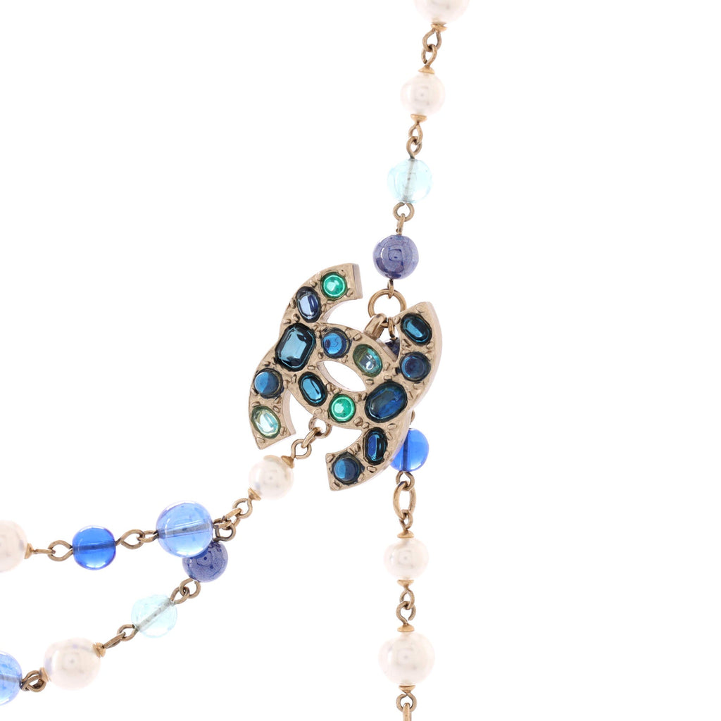 CC Eagle Double Strand Belt Metal with Glass, Faux Pearls and Beads 90