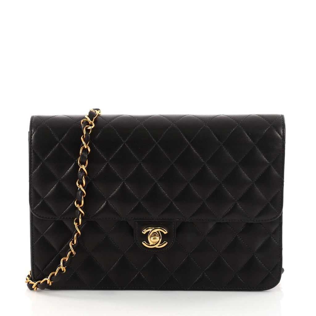 Vintage Clutch with Chain Quilted Leather Medium