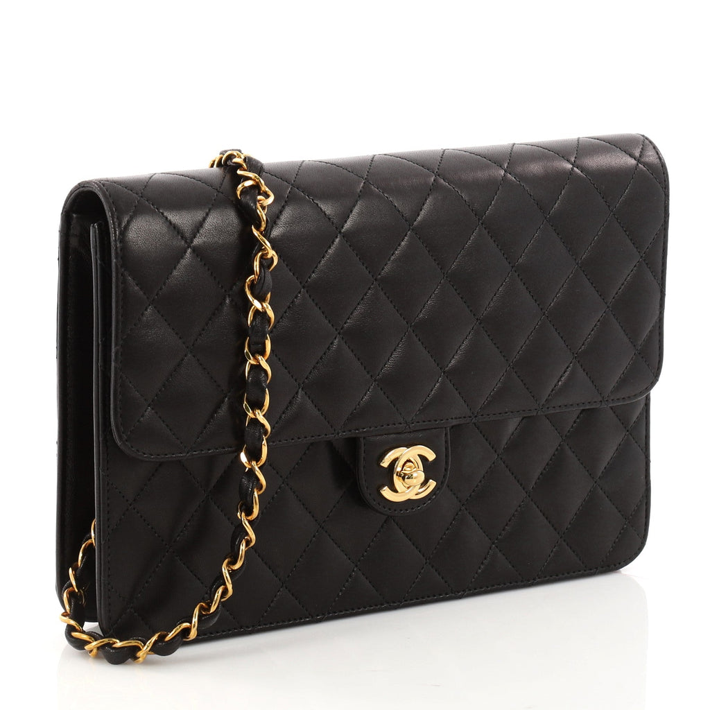 Vintage Clutch with Chain Quilted Leather Medium
