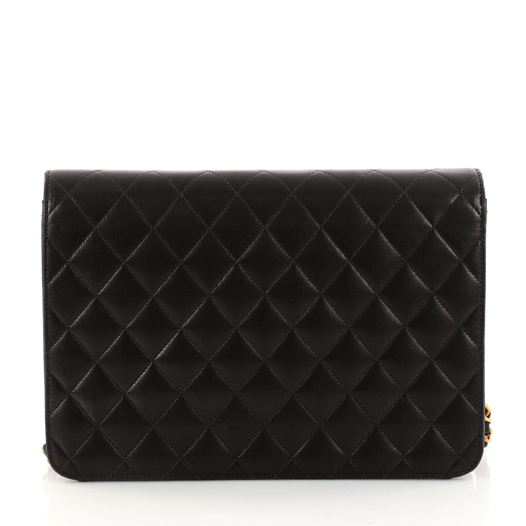 Vintage Clutch with Chain Quilted Leather Medium