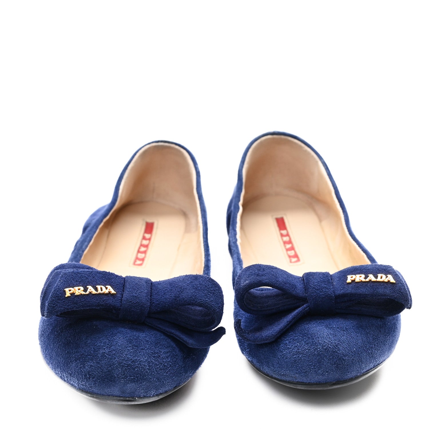 Suede Bow Logo Ballerina Flats 35.5 Blue
