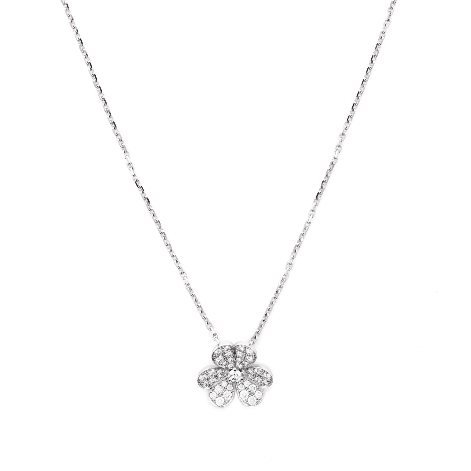 Frivole Pendant Necklace 18K White Gold with Pave Diamonds Small