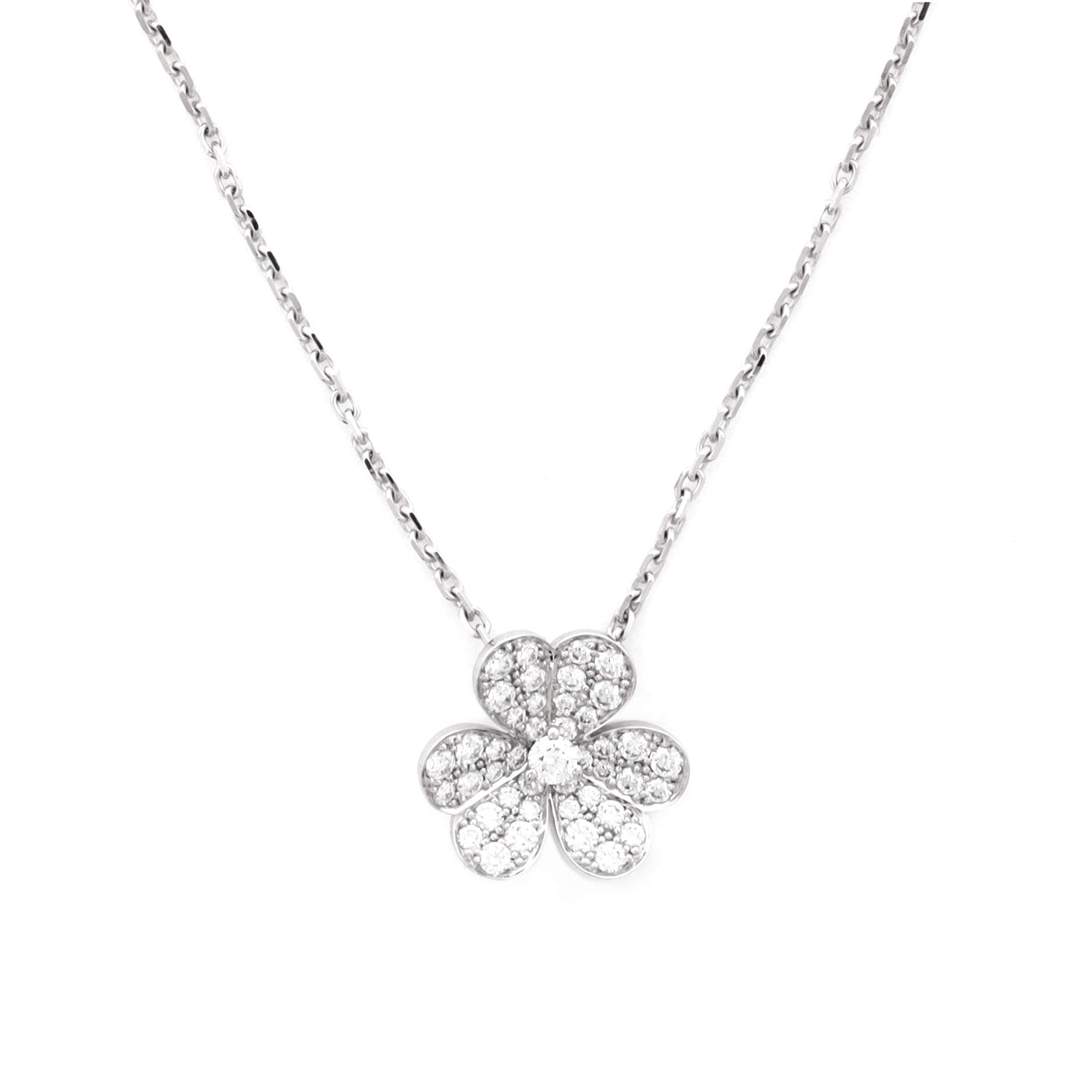Frivole Pendant Necklace 18K White Gold with Pave Diamonds Small