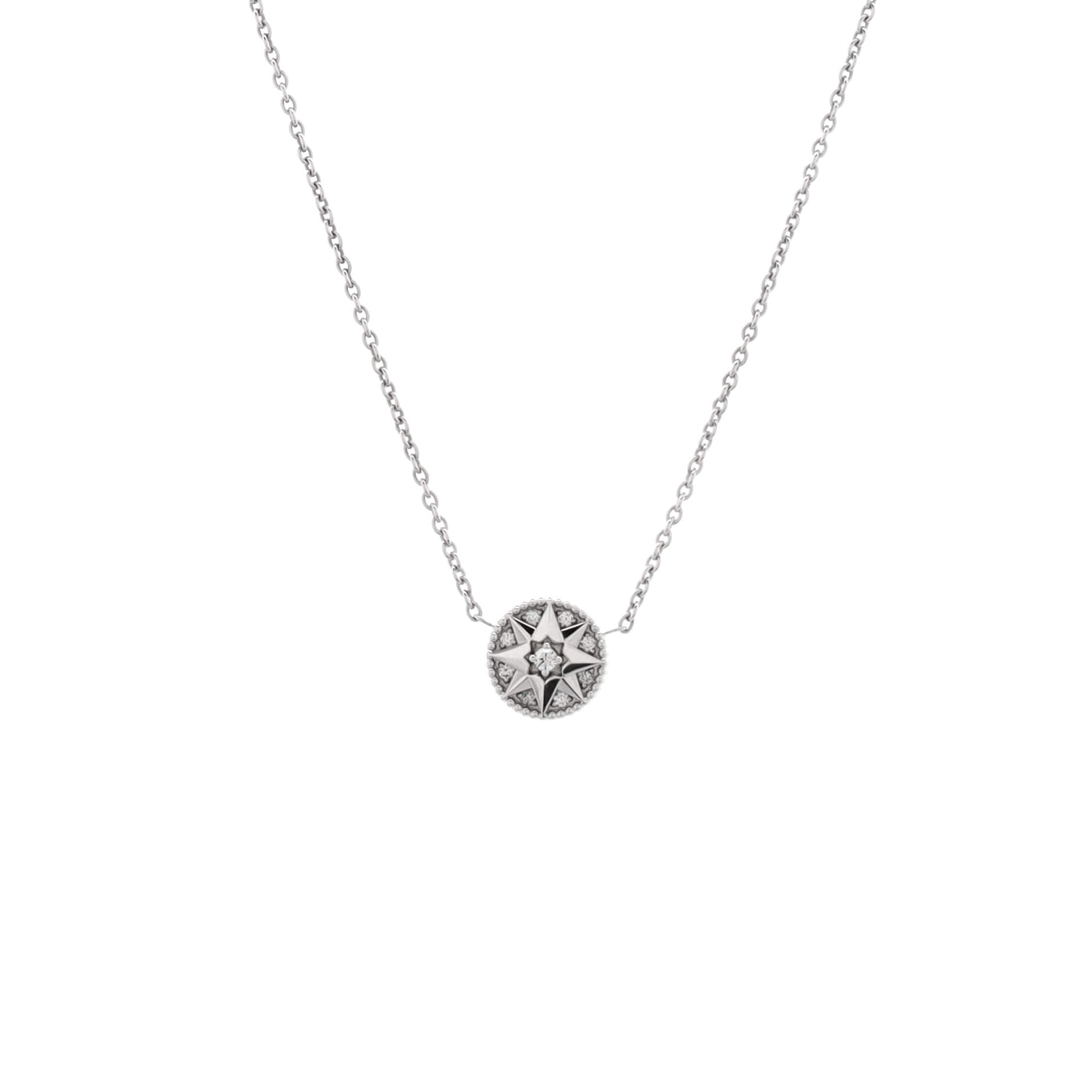 Rose des Vents Necklace 18K White Gold with Diamonds Small