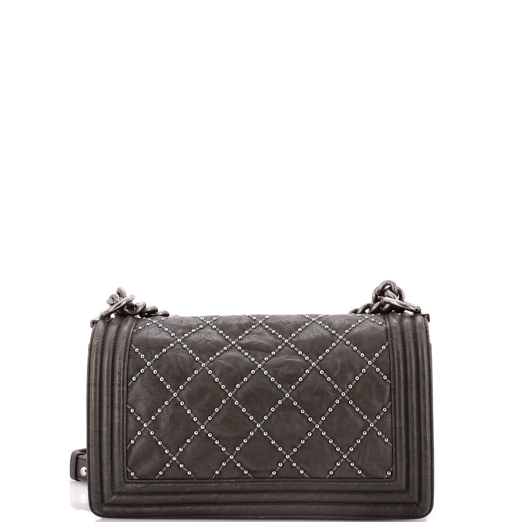 Boy Flap Bag Studded Quilted Distressed Calfskin Old Medium