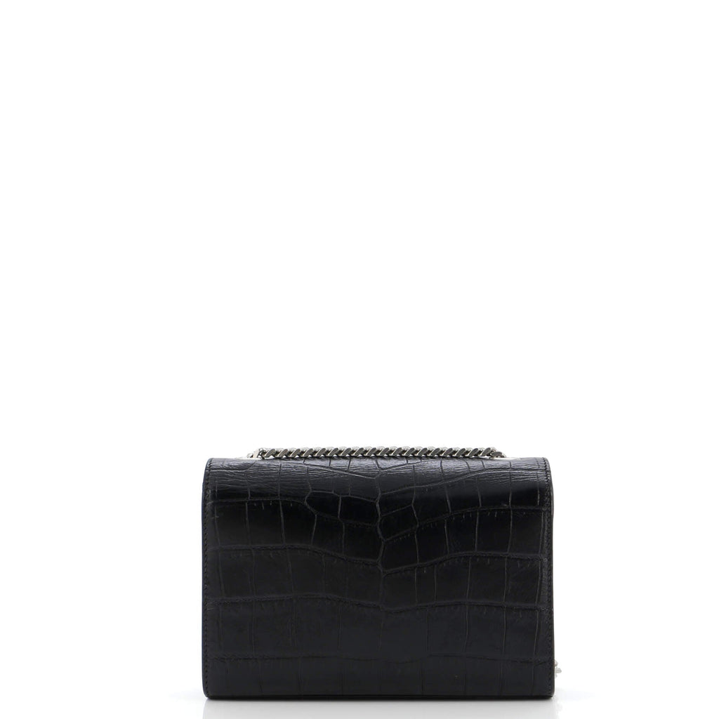 Classic Monogram Tassel Crossbody Bag Crocodile Embossed Leather Small