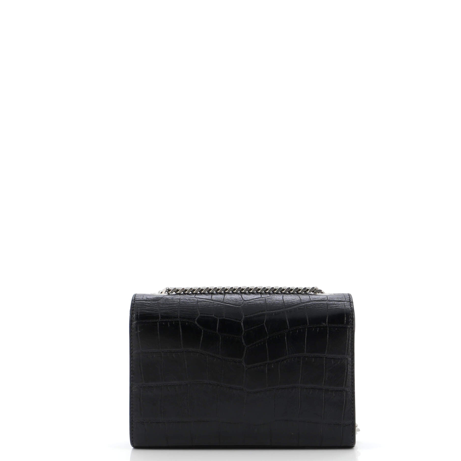 Classic Monogram Tassel Crossbody Bag Crocodile Embossed Leather Small