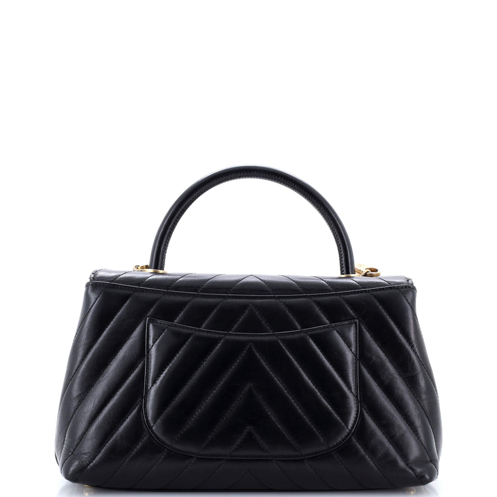 Coco Top Handle Bag Chevron Calfskin Small