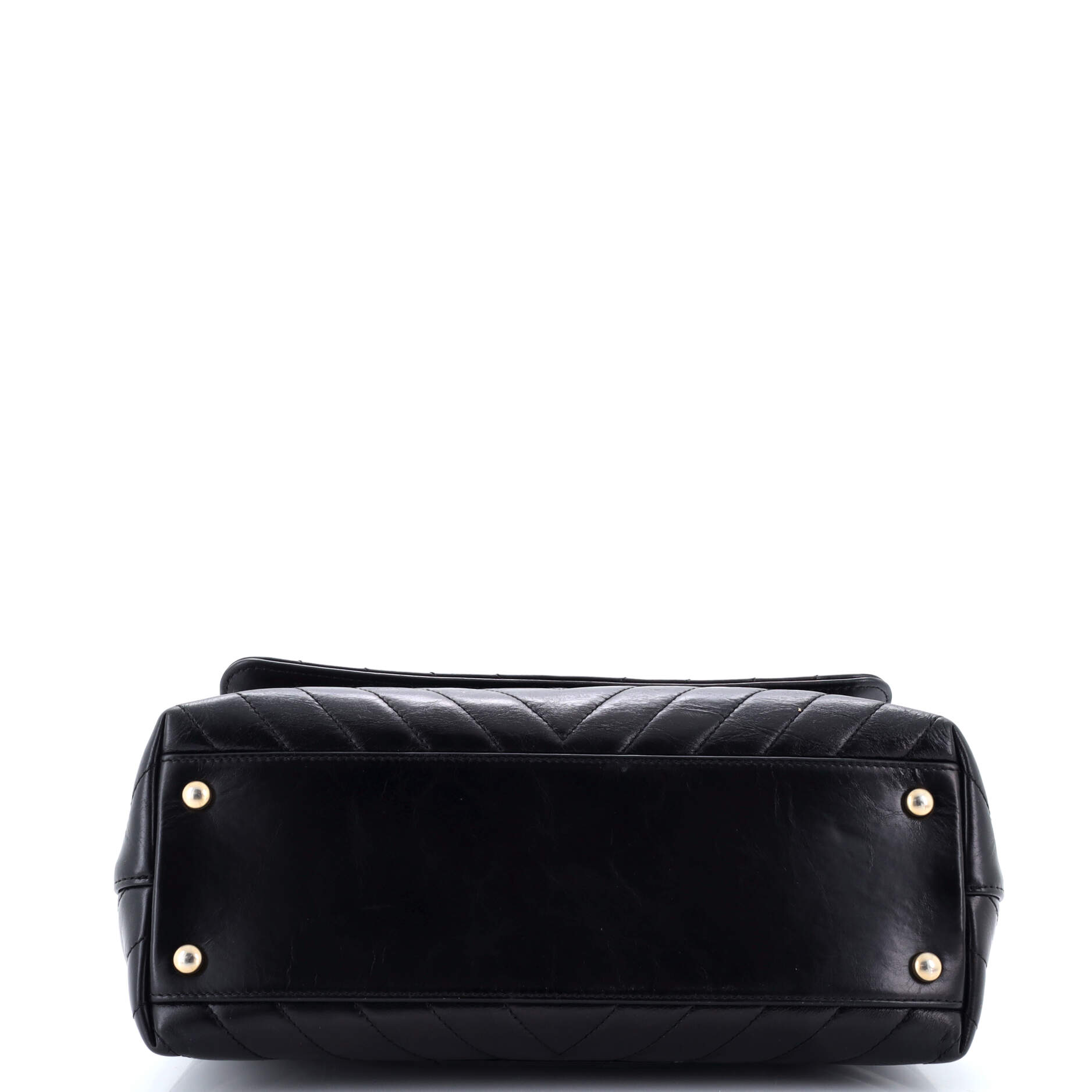 Coco Top Handle Bag Chevron Calfskin Small