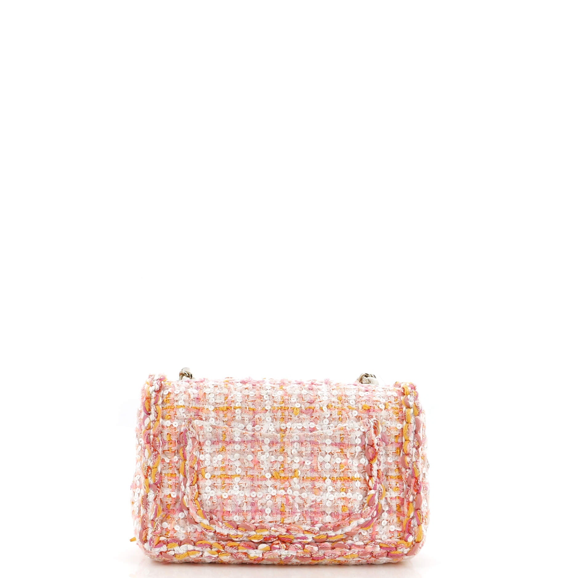 Classic Single Flap Bag Braided Quilted Tweed with Sequins Mini