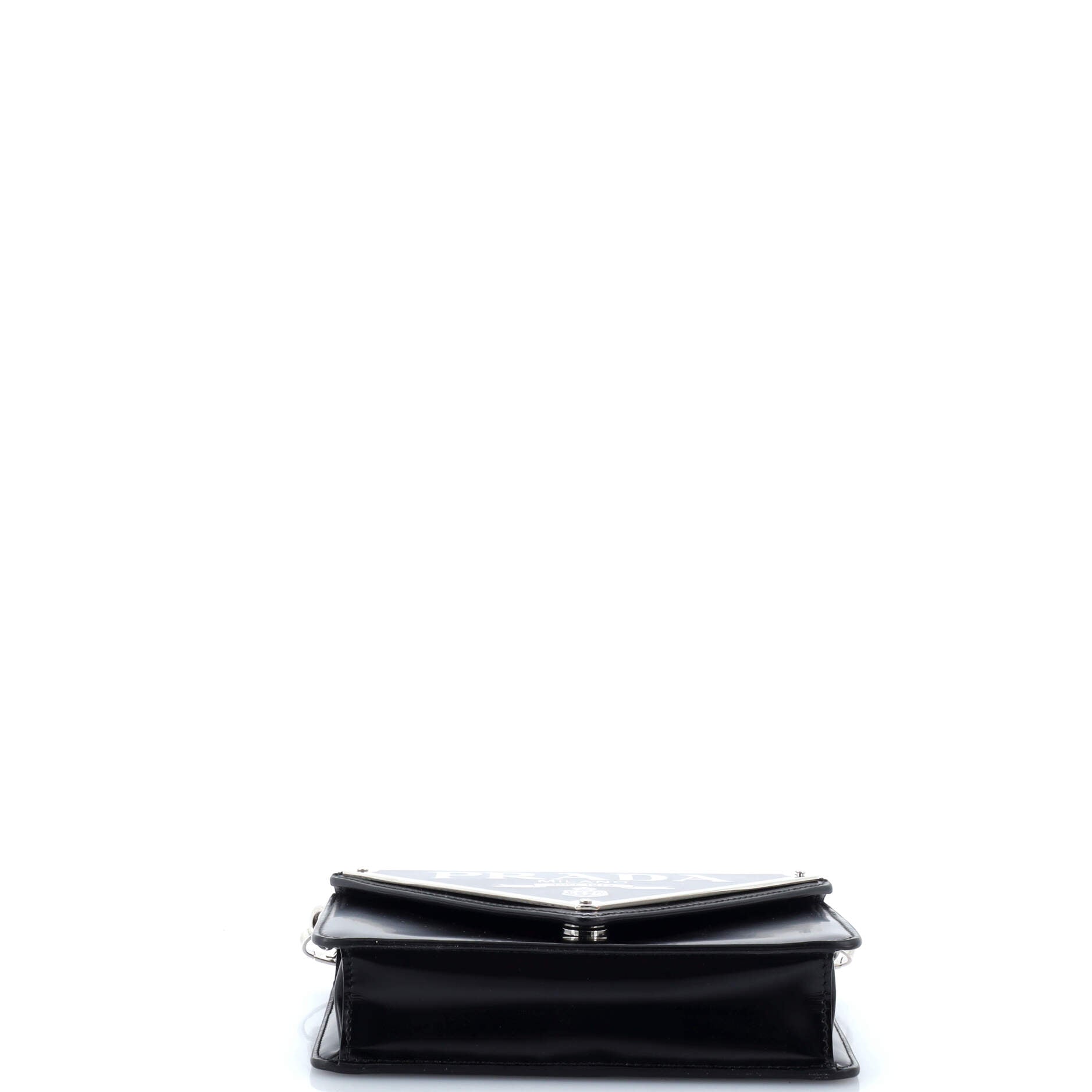 Maxi Triangle Logo Chain Flap Bag Brushed Leather Small
