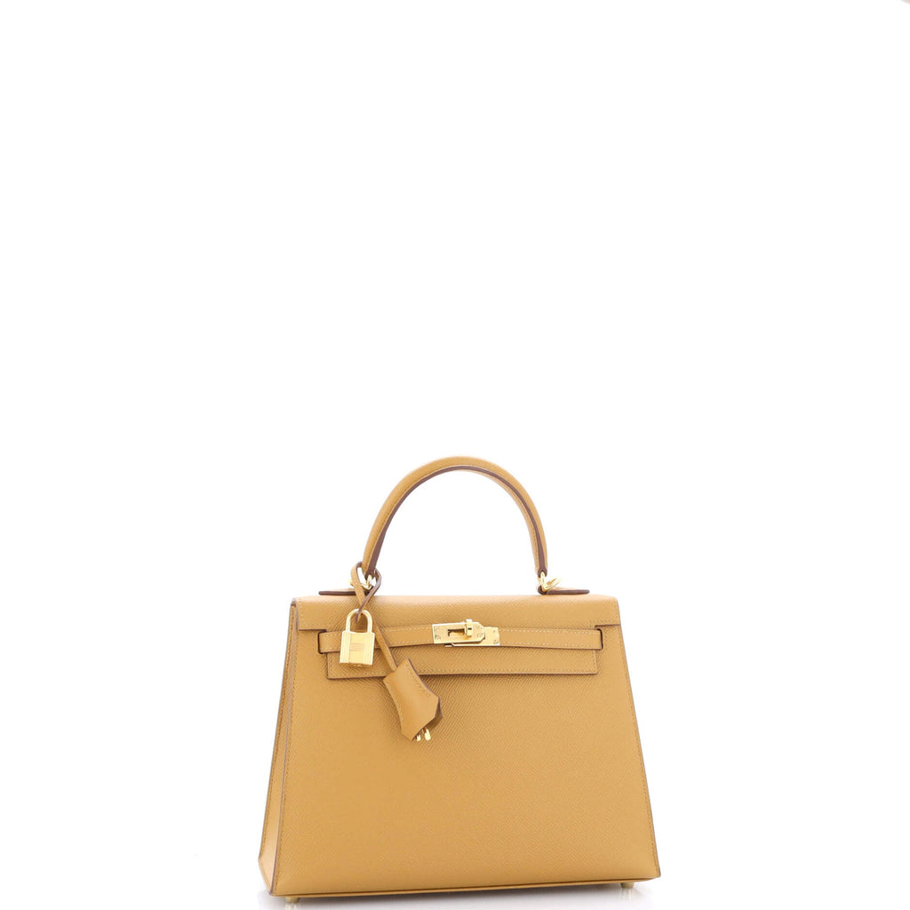 Kelly Handbag Sesame Epsom with Gold Hardware 25