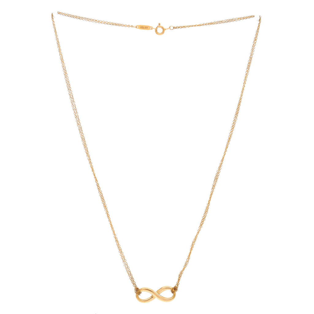 Infinity Double Chain Pendant Necklace 18K Rose Gold
