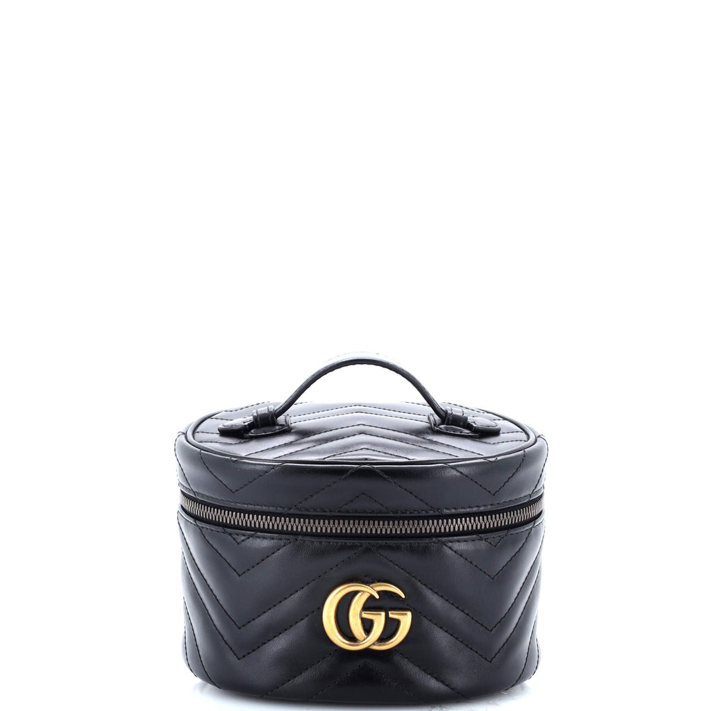 GG Marmont Top Handle Cosmetic Case Matelasse Leather Mini