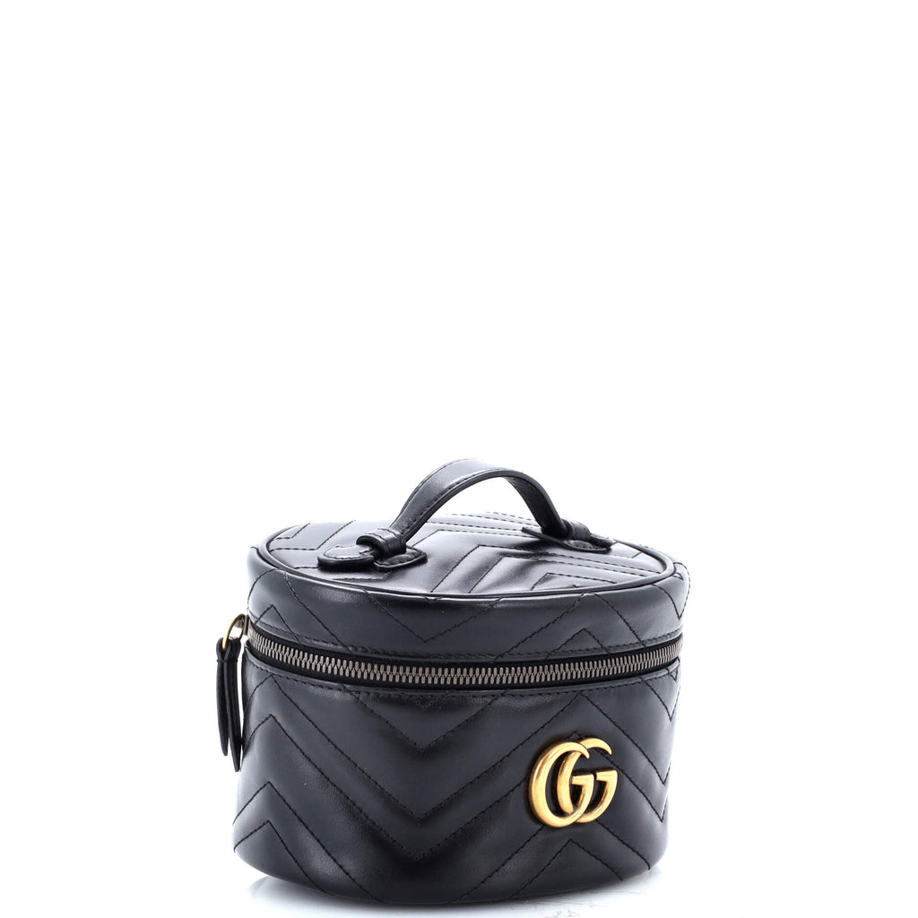 GG Marmont Top Handle Cosmetic Case Matelasse Leather Mini