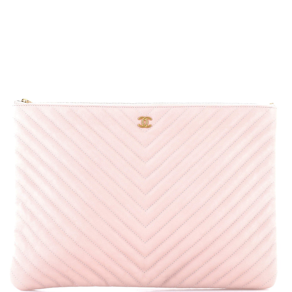 O Case Clutch Chevron Calfskin Large